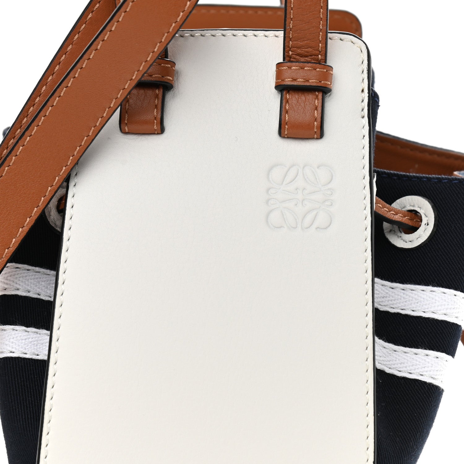 Loewe Calfskin Canvas Sailor Mini Hammock Shoulder Bag White Tan 8 of 10