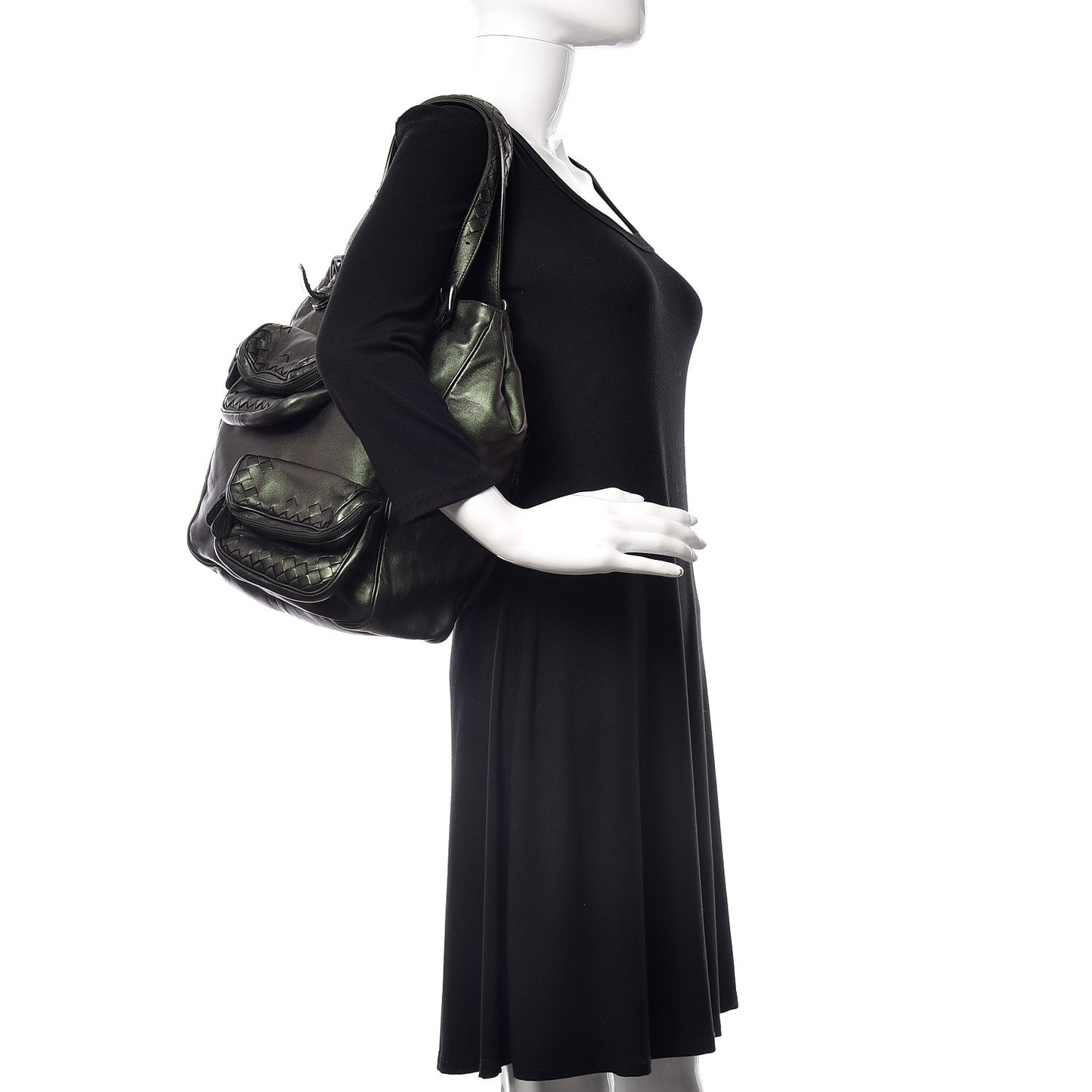 Iridescent Scarabee Multi Pocket Tote Bag Green