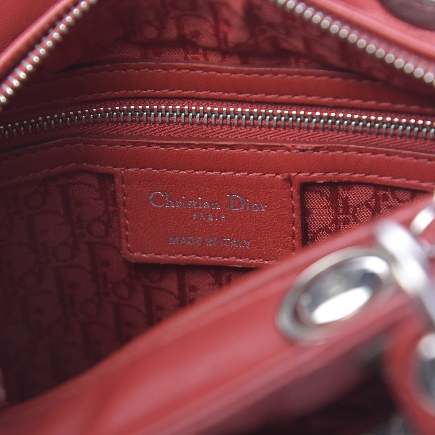 Lambskin Cannage Medium Lady Dior Red