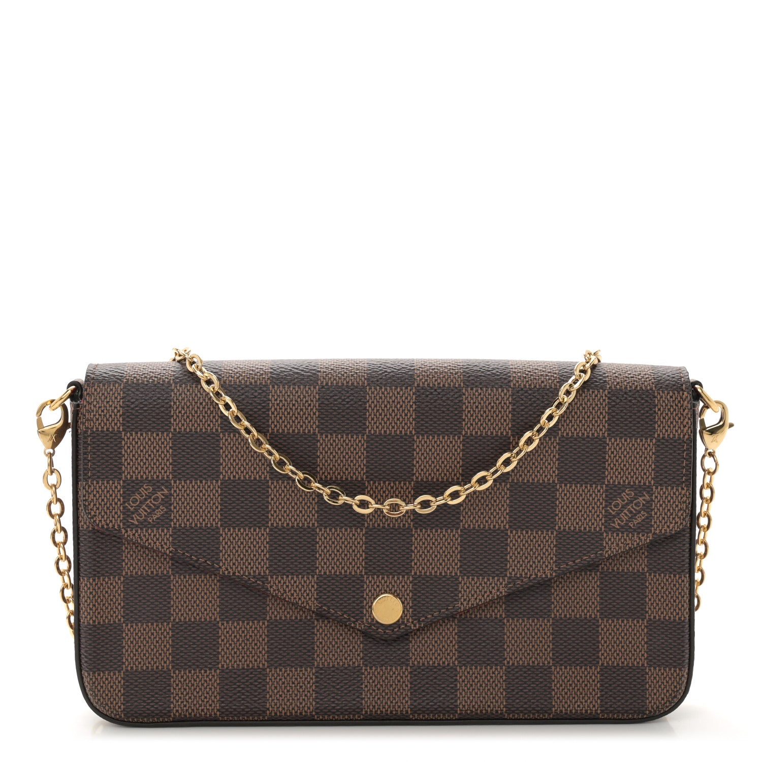 Louis Vuitton Damier Ebene Pochette Felicie Chain Wallet 1 of 10