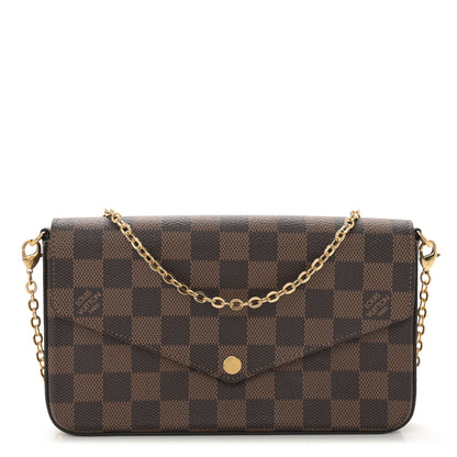 Louis Vuitton Damier Ebene Pochette Felicie Chain Wallet 1 of 10