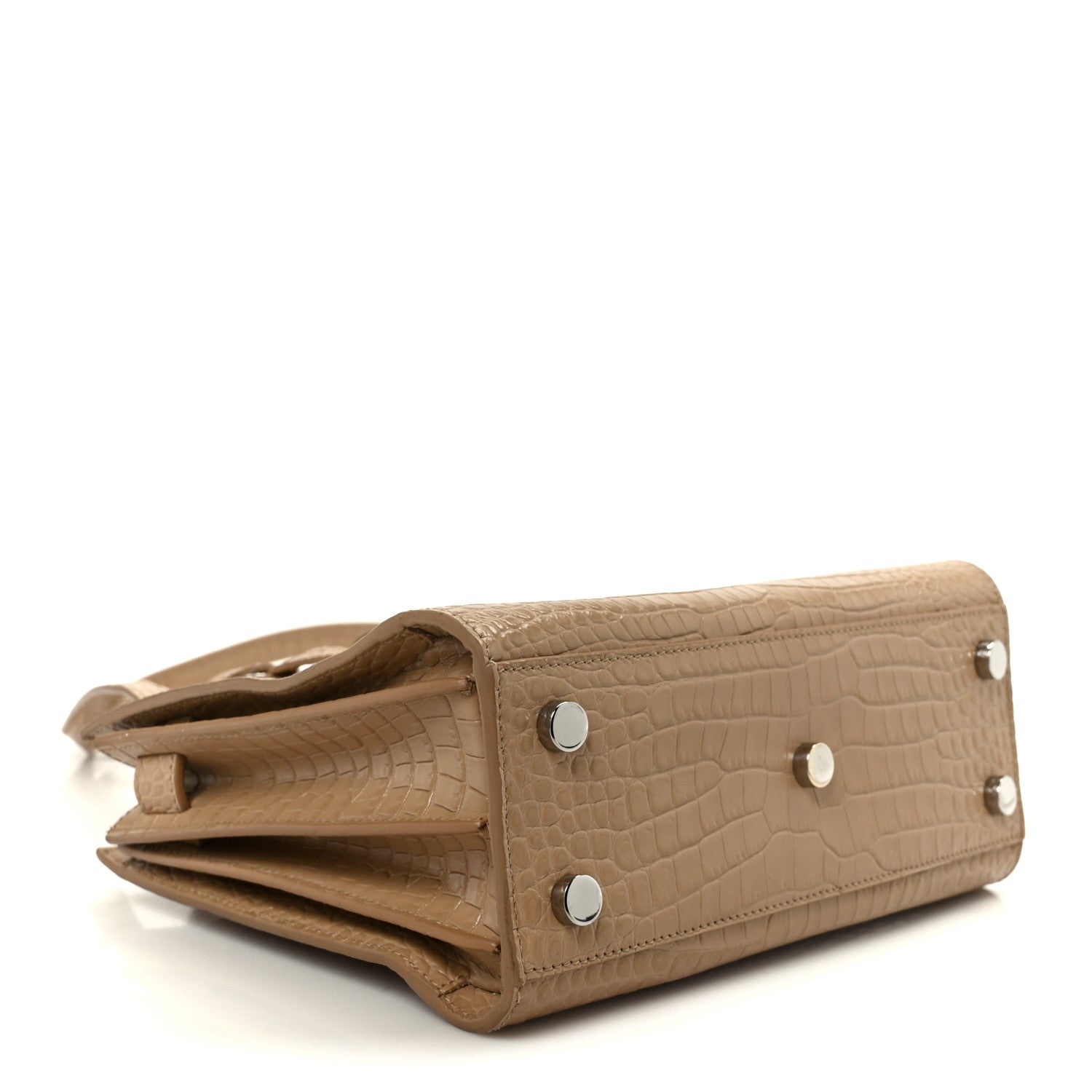 Saint Laurent Calfskin Crocodile Embossed Nano Sac De Jour Brown 4 of 11