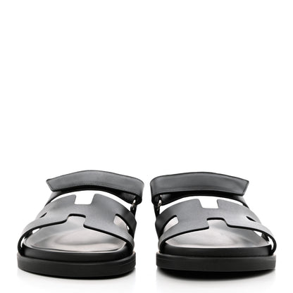 Hermes Calfskin Womens Chypre Sandals 38 Black 2 of 9