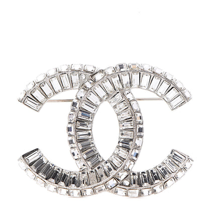 Chanel Baguette Crystal CC Brooch Silver 1 of 5