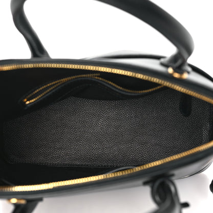 Balenciaga Grained Calfskin Logo S Ville Top Handle Bag Black White 5 of 8