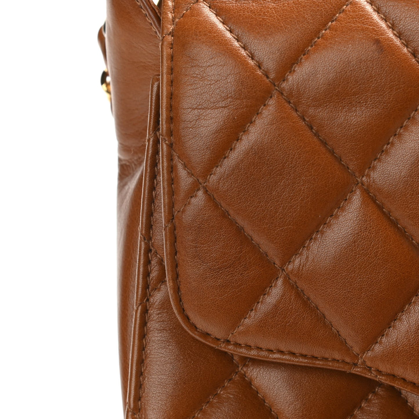 Lambskin Quilted Small Single Flap Brown