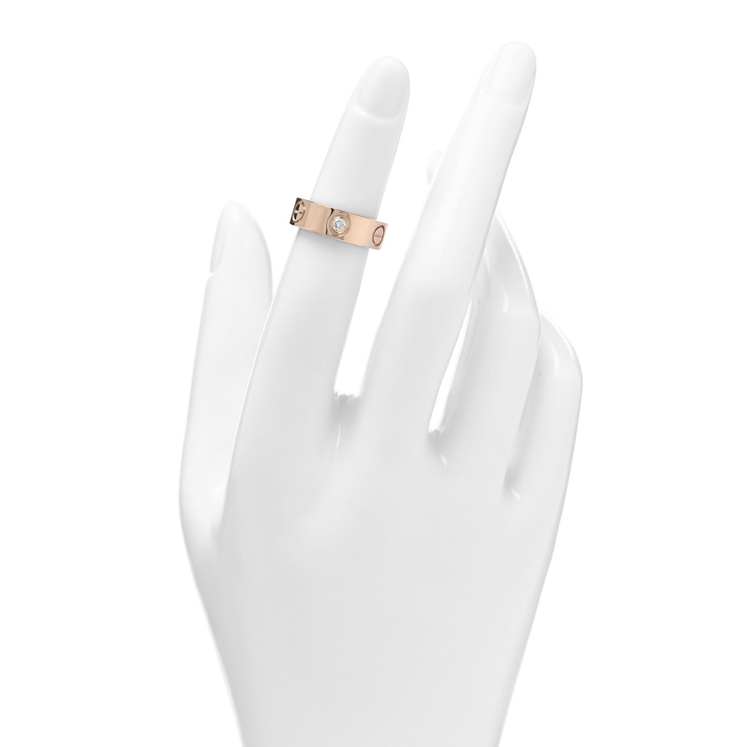 Cartier 18K Pink Gold 3 Diamond 5.5mm LOVE Ring 46 3.75 2 of 4