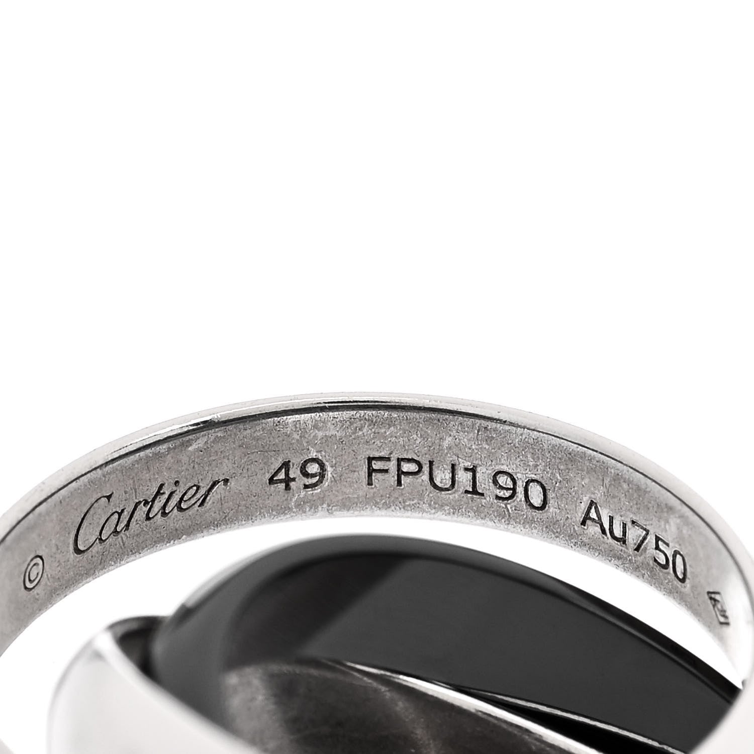 Cartier 18K White Gold Black Ceramic Trinity Ring 49 4.75 4 of 4