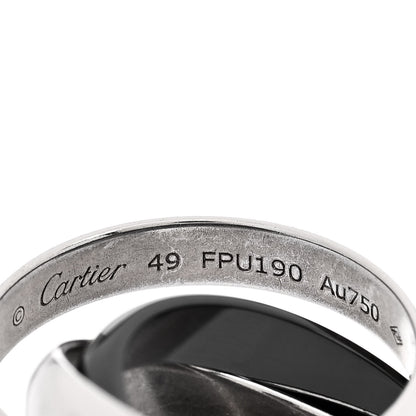 Cartier 18K White Gold Black Ceramic Trinity Ring 49 4.75 4 of 4