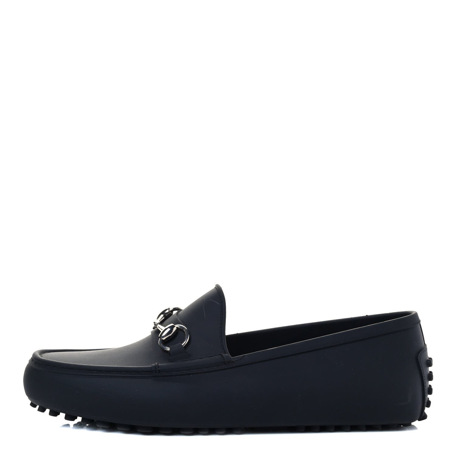 Gucci Rubber Mens Horsebit Driver Loafers 8 Black 1 of 6