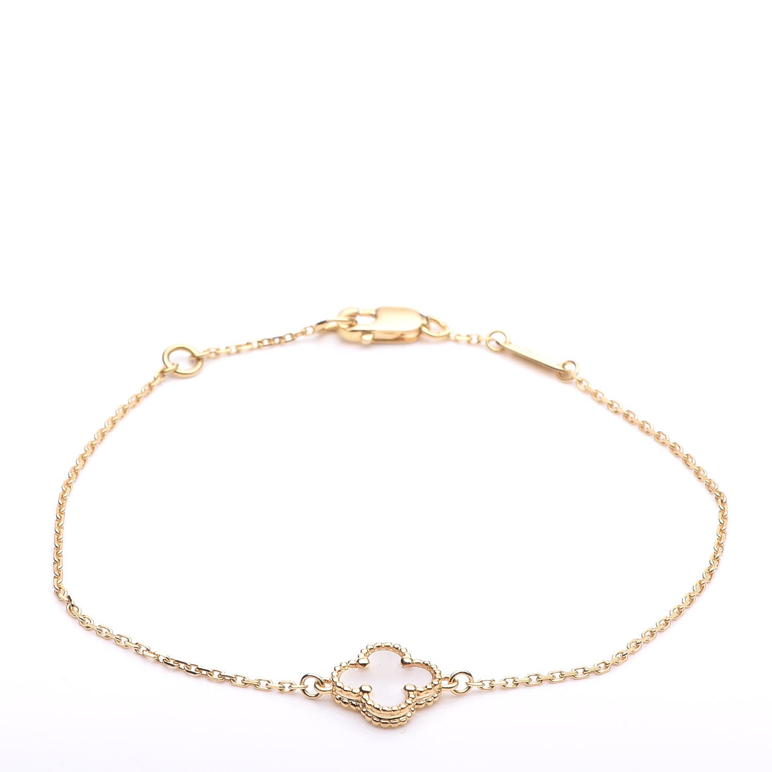 Van Cleef & Arpels 18K Yellow Gold Mother of Pearl Sweet Alhambra Bracelet 3 of 9