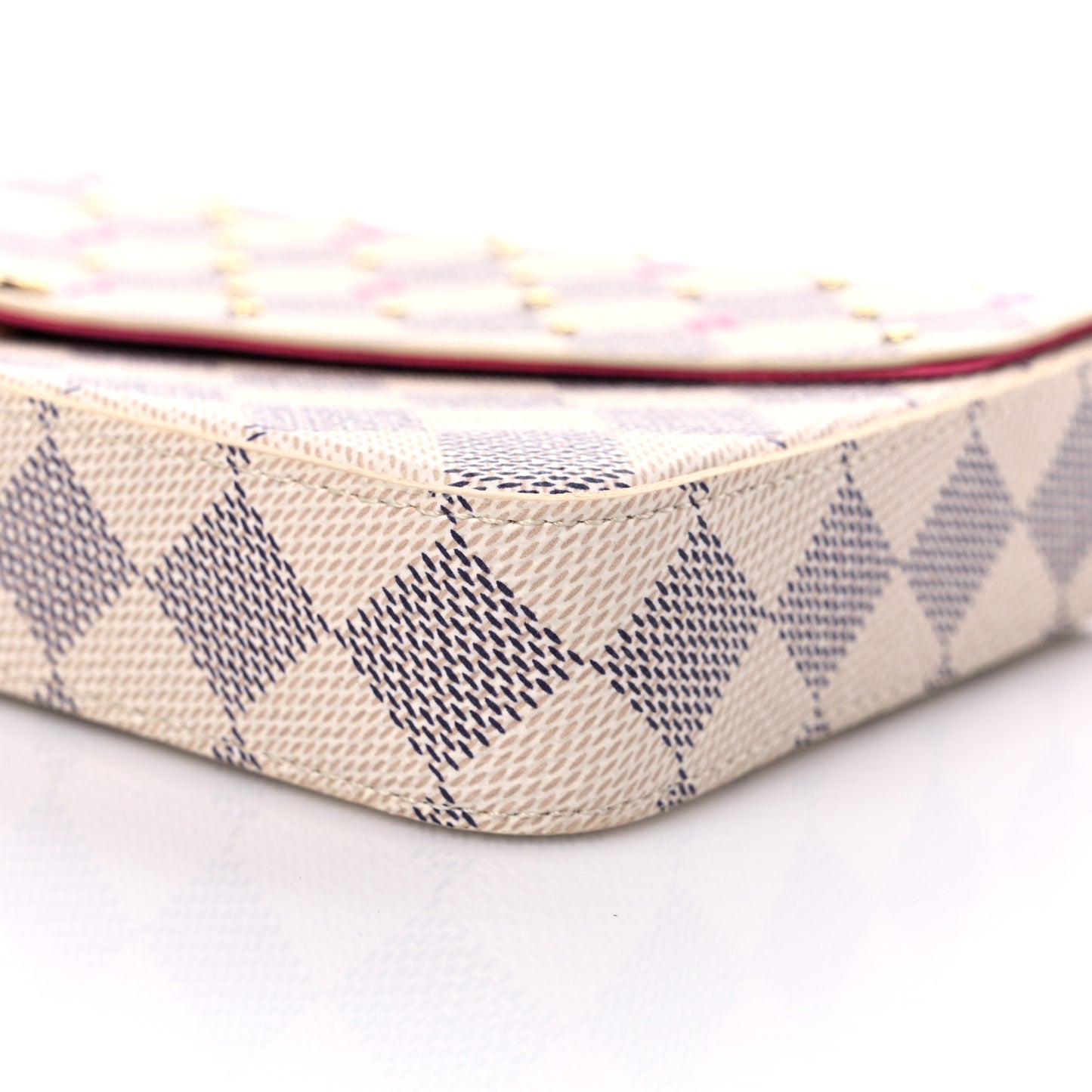 Damier Azur Studded Pochette Felicie Chain Wallet Fuchsia