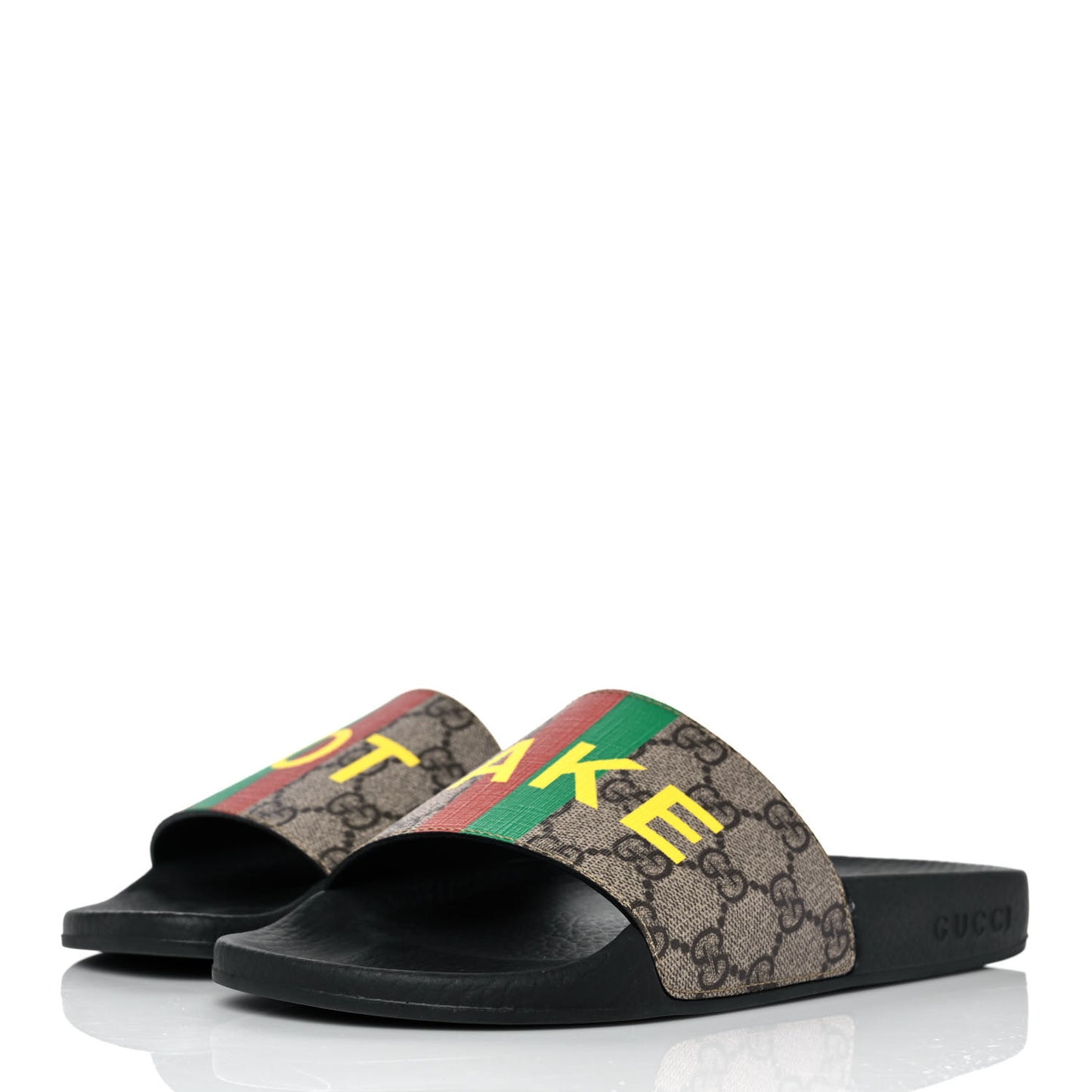 GG Supreme Monogram Fake/Not Slide Sandals 37 Beige Ebony