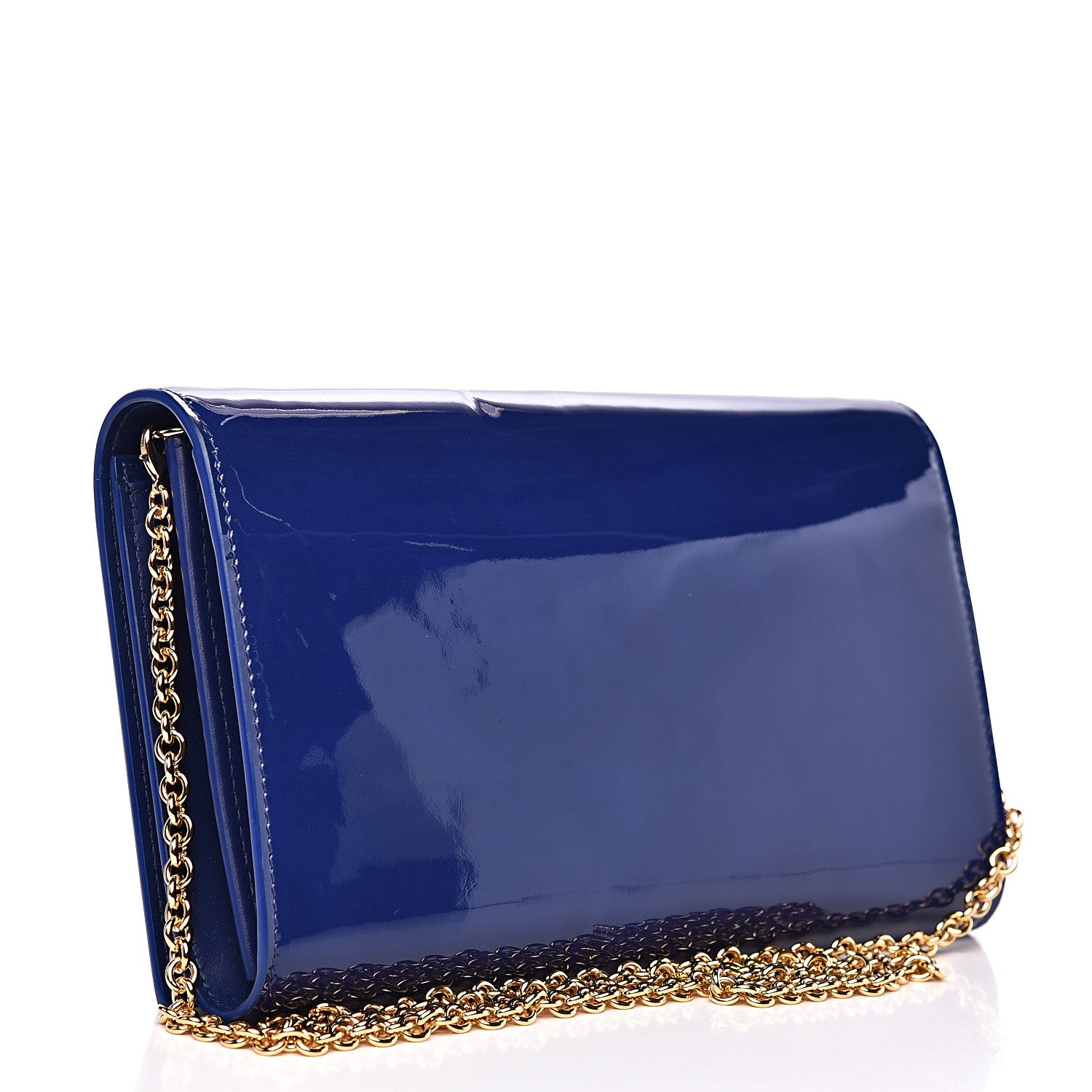 Saint Laurent Patent Calfskin Belle de Jour Chain Clutch Blue 2 of 9