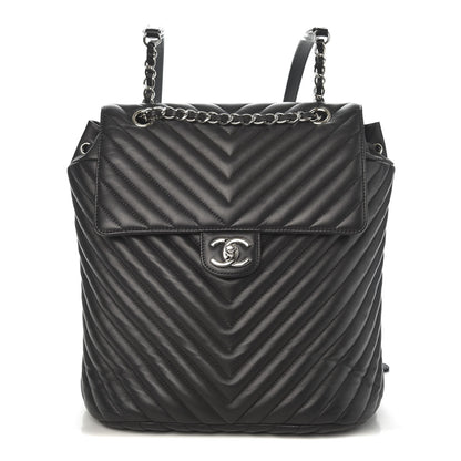 Chanel Calfskin Chevron Quilted Large Urban Spirit Backpack Black 1 of 10