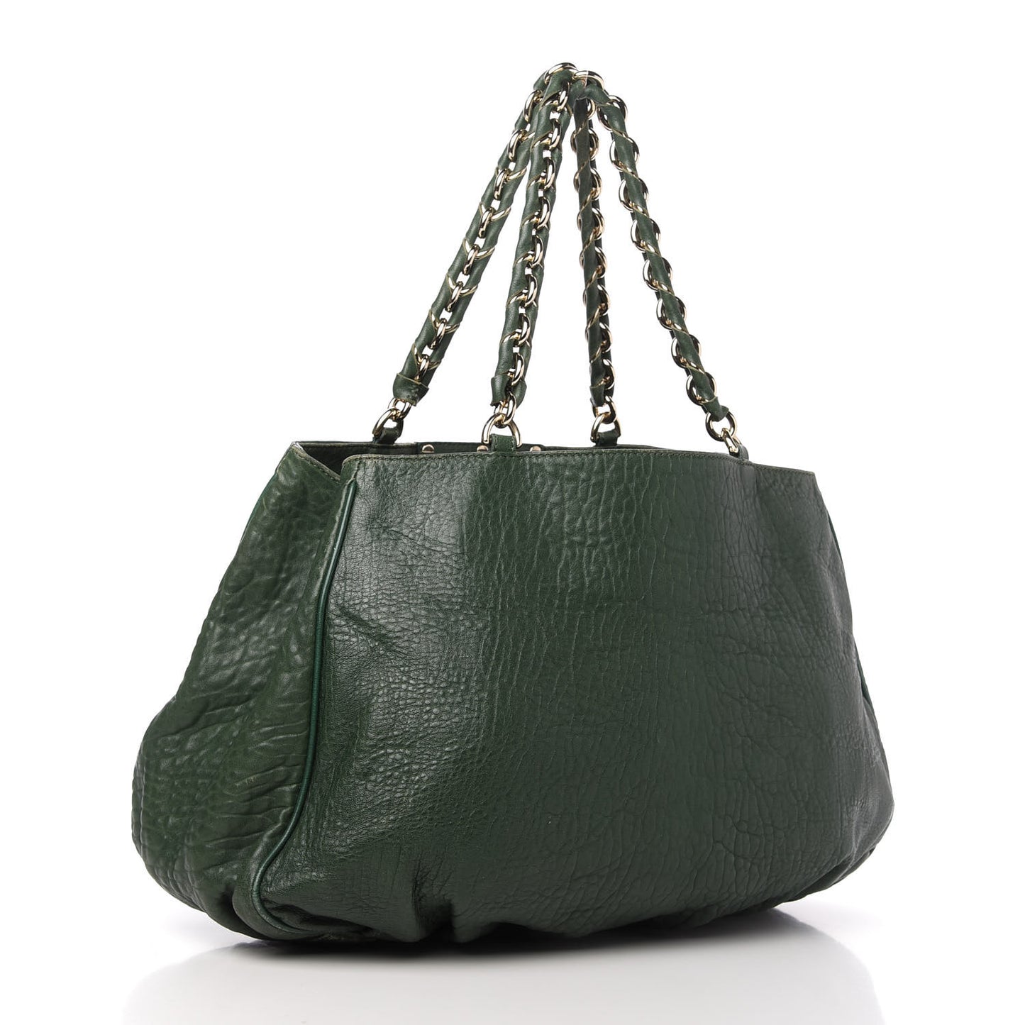 Crinkled Lambskin Mia Tote Verde Inglese