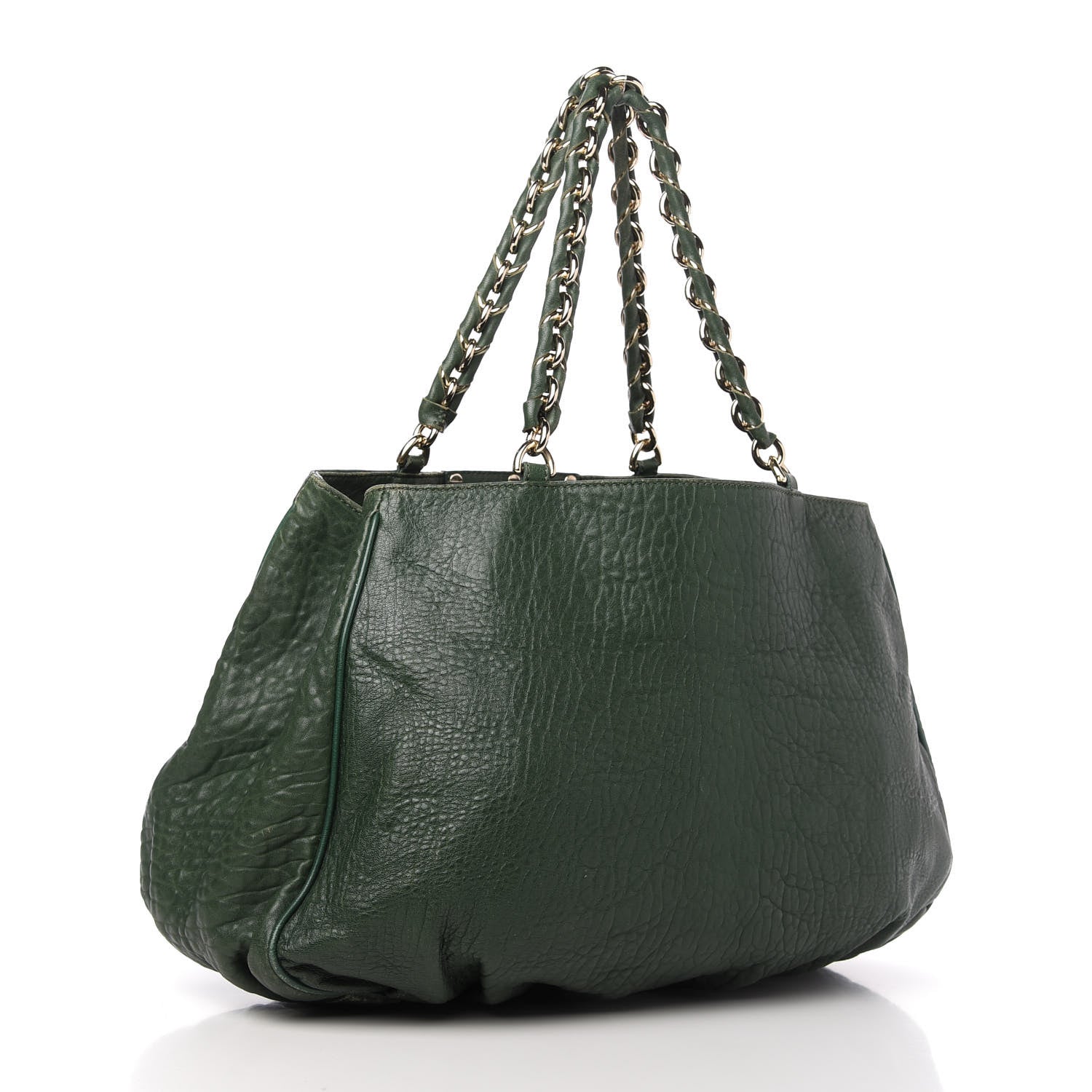 Fendi Crinkled Lambskin Mia Tote Verde Inglese 3 of 8