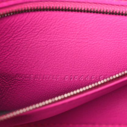 Balenciaga Shiny Calfskin Crocodile Embossed Small Hourglass Sling Shoulder Bag Fuchsia 8 of 15