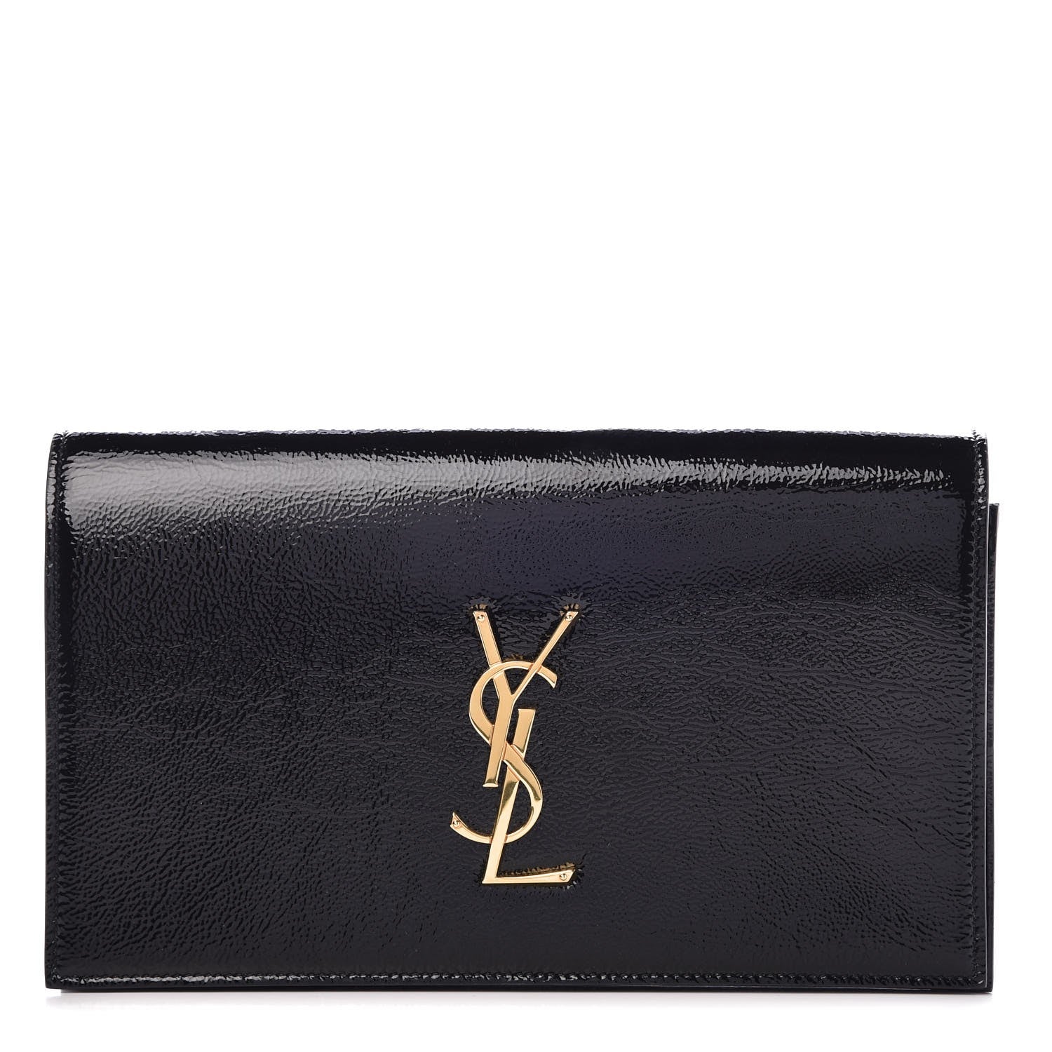 Saint Laurent Textured Patent Classic Kate Monogram Clutch Black 1 of 6