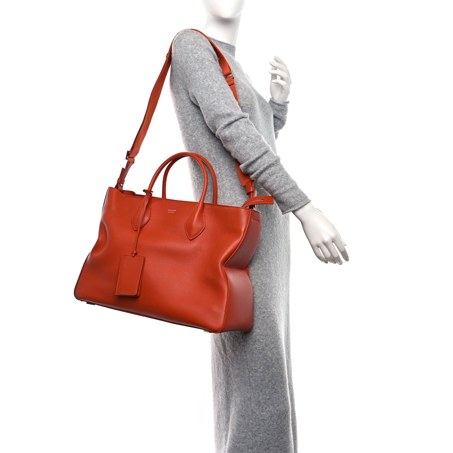 Salvatore Ferragamo Calfskin Large Star Tote Terracotta 2 of 9