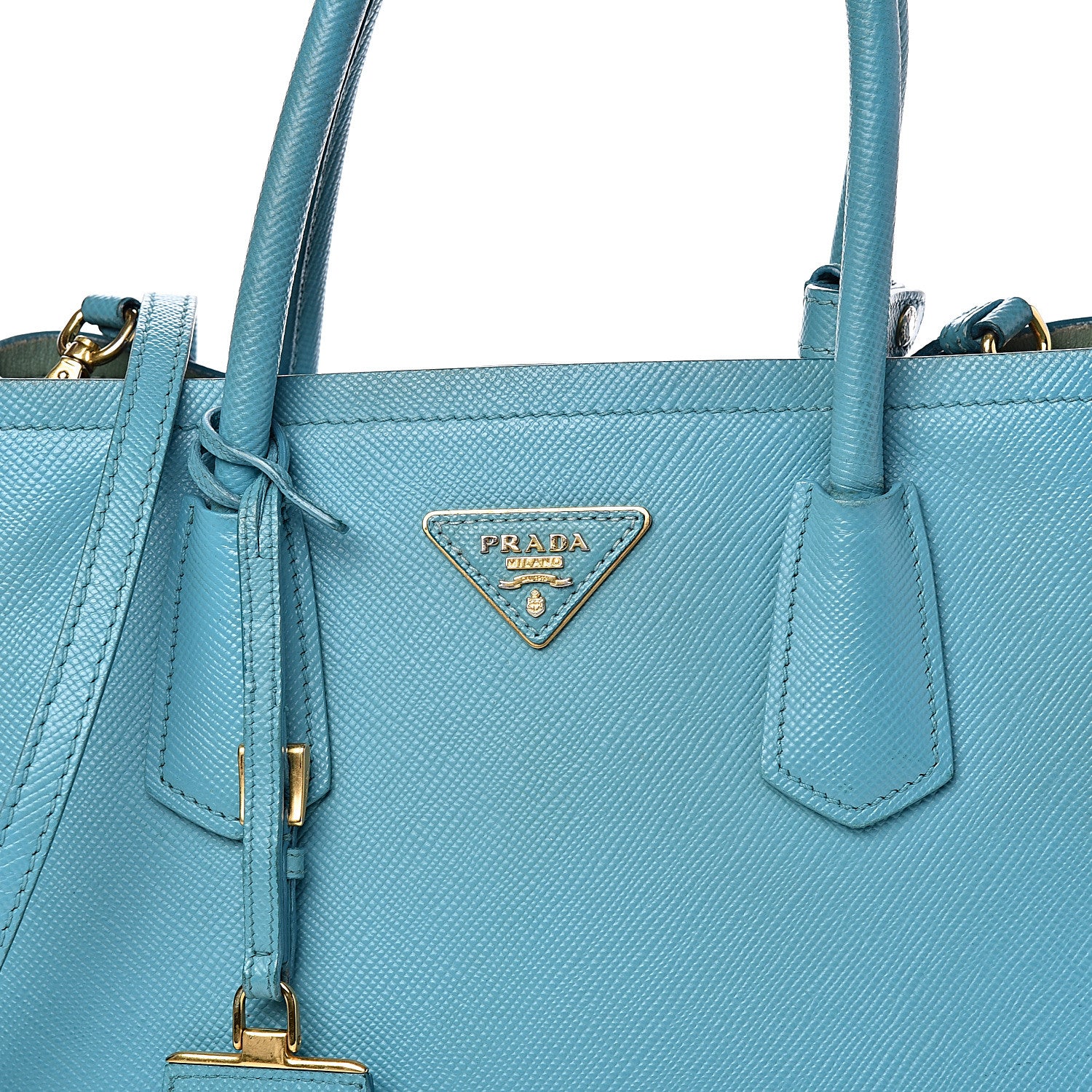 Prada Saffiano Cuir Small Double Bag Turchese 30 of 31
