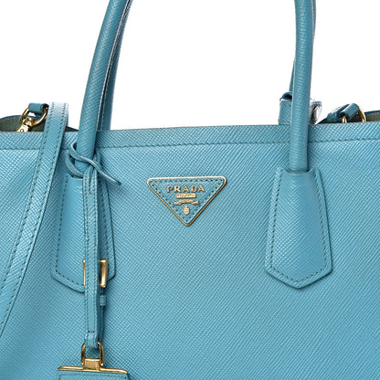Prada Saffiano Cuir Small Double Bag Turchese 30 of 31