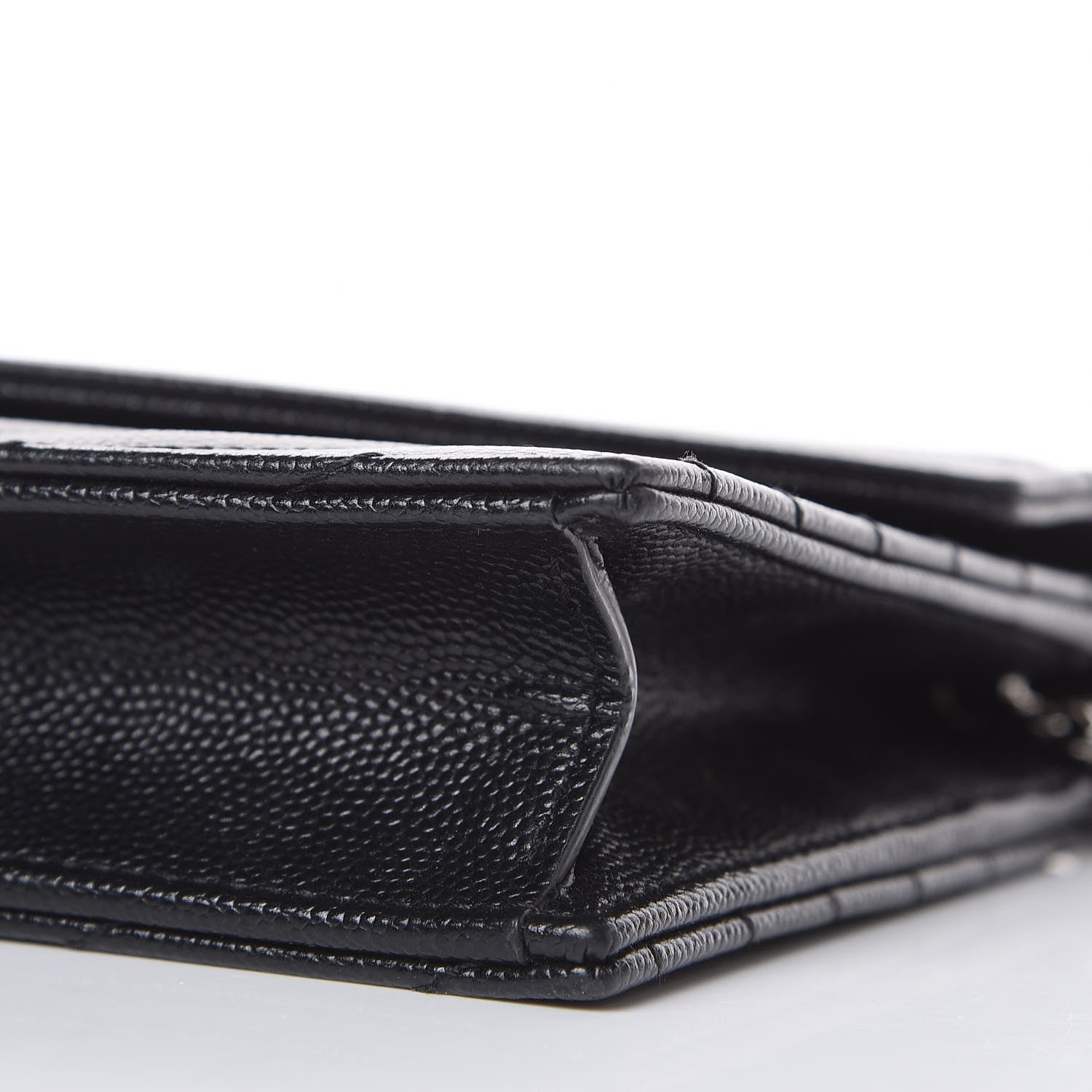 Saint Laurent Grain De Poudre Matelasse Chevron Monogram Envelope Chain Wallet Black 11 of 11