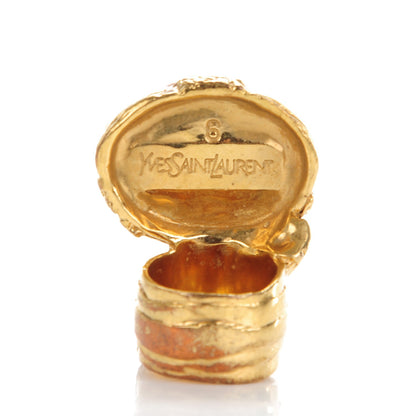Saint Laurent Glass Cabochon Arty Ovale Ring 6 Gold Pink 3 of 4