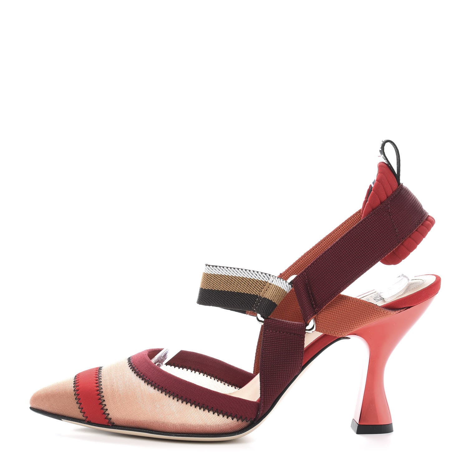 Fendi Technical Mesh Colibri 85mm Slingback Pumps 37.5 Fragola Mou Fango Ruggine 1 of 9