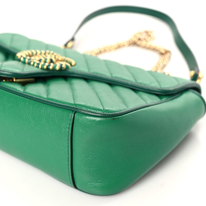 Gucci Azalea Calfskin Enamel Matelasse Diagonal Small Torchon GG Marmont Shoulder Bag New Shamarock Emerald 9 of 10