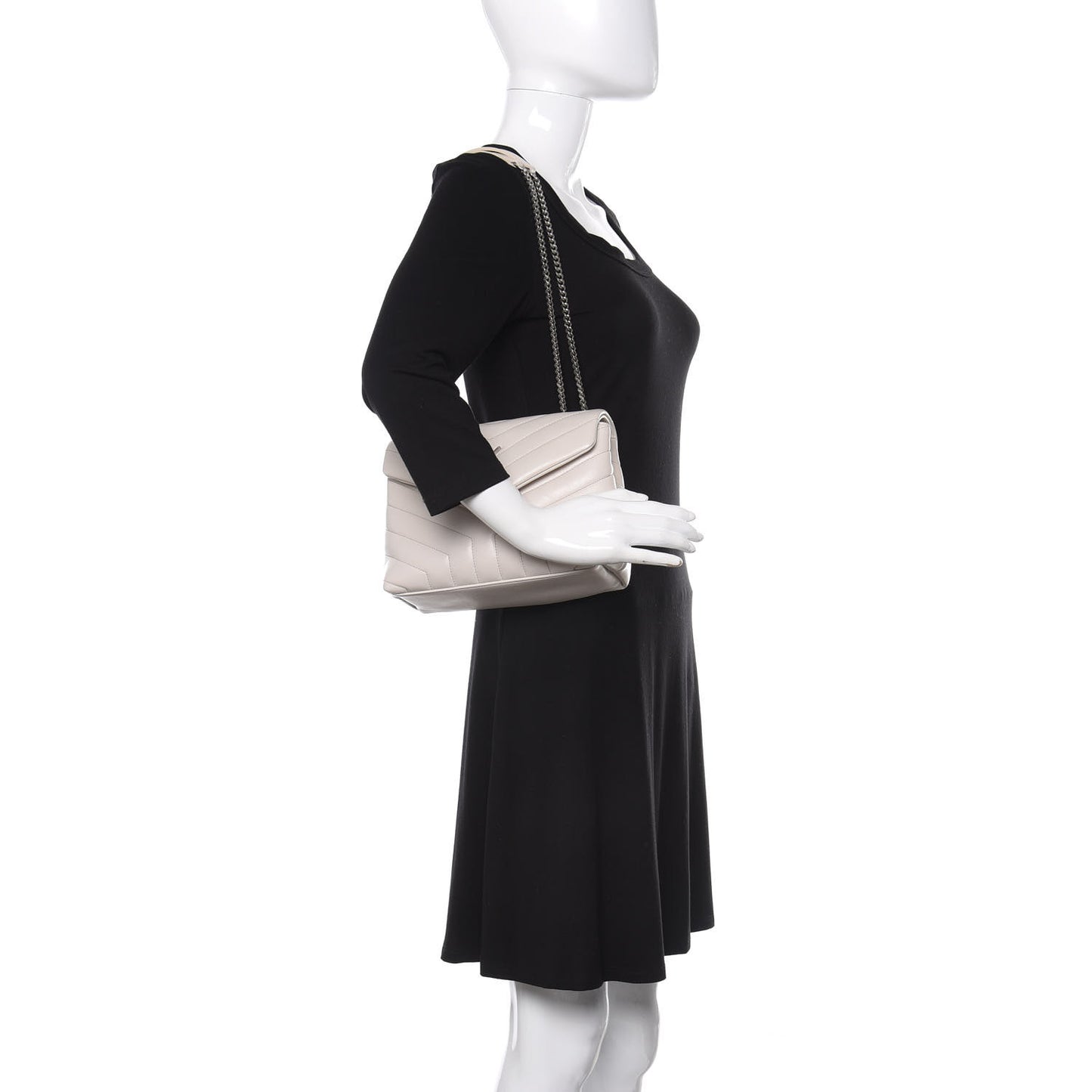 Calfskin Y Quilted Monogram Small Loulou Chain Satchel Granite