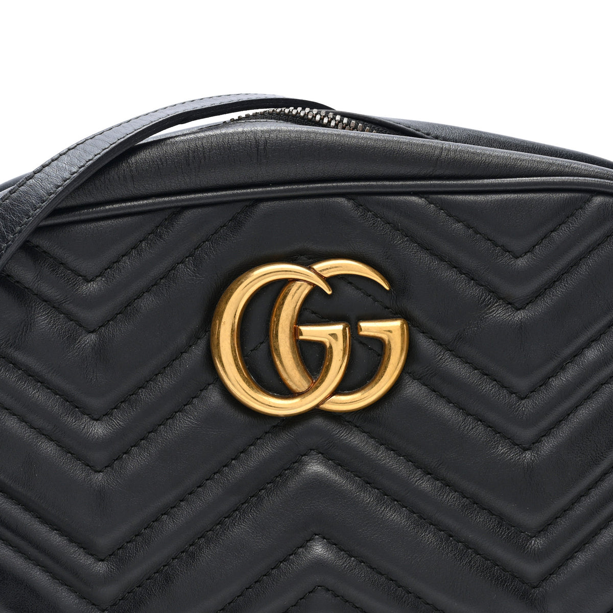 Calfskin Matelasse Small GG Marmont Chain Shoulder Bag Black