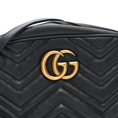 Gucci Calfskin Matelasse Small GG Marmont Chain Shoulder Bag Black 8 of 10