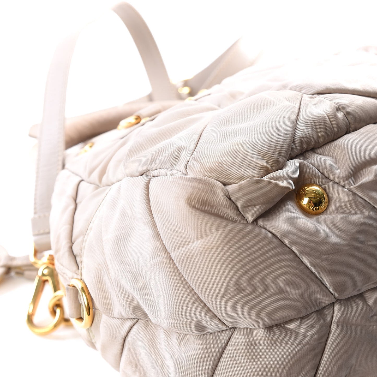 Tessuto Nylon Chevron Quilted Dome Satchel Alluminio