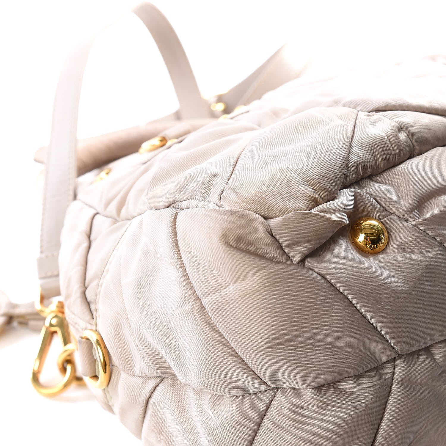 Prada Tessuto Nylon Chevron Quilted Dome Satchel Alluminio 7 of 14