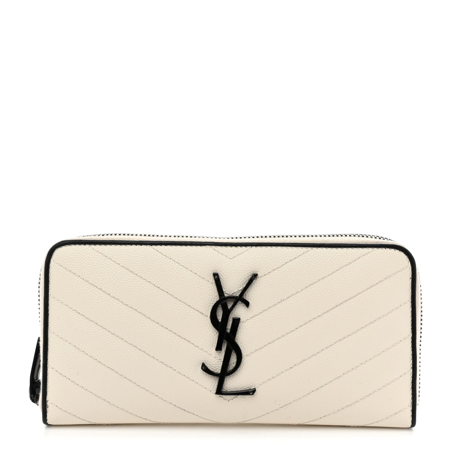 Grain De Poudre Matelasse Chevron Monogram Zip Around Wallet Porcellana Black