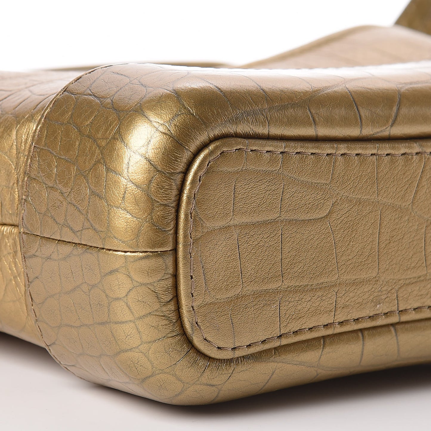 Metallic Calfskin Crocodile Embossed Cocodile Small Gabrielle Hobo Gold
