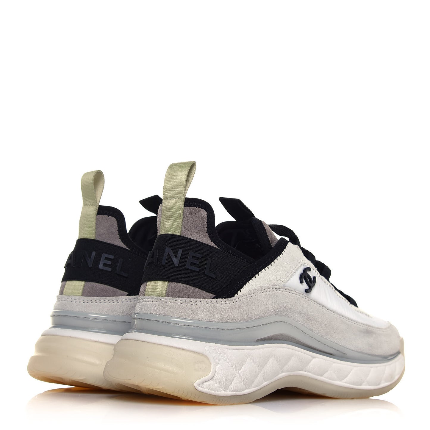 Velvet Calfskin Mixed Fibers CC Sneakers 36.5 Ivory Black