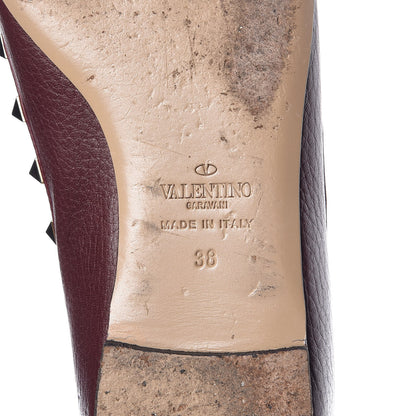 Valentino Garavani Pebbled Calfskin Rockstud Ballerina Flats 38 Rubin 10 of 20