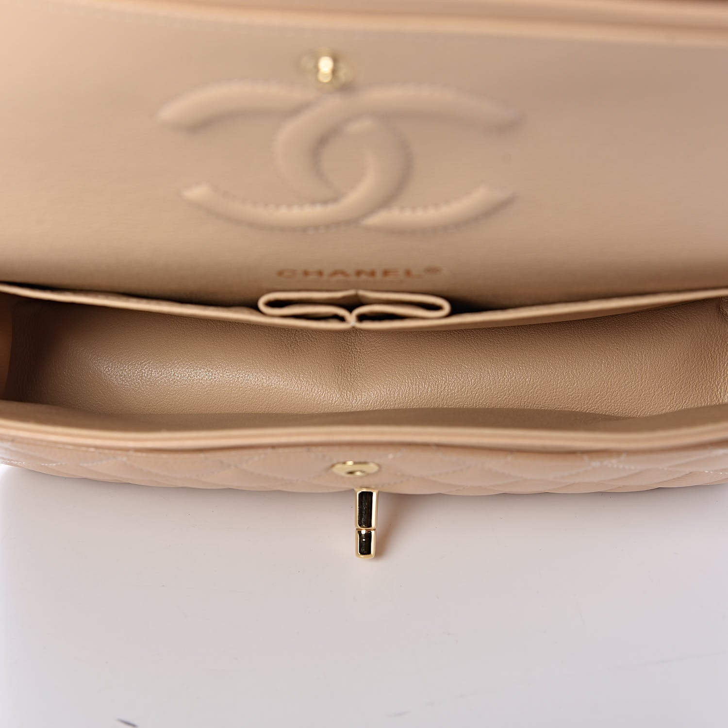 Chanel Caviar Quilted Medium Double Flap Beige Clair 6 of 11
