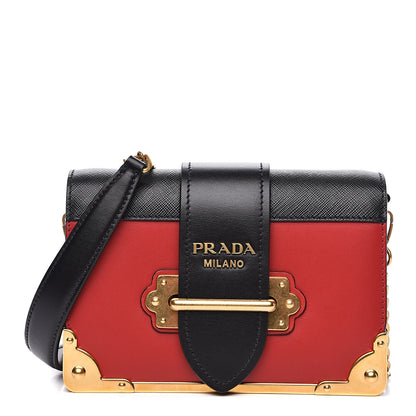 Prada City Calfskin Saffiano Cahier Bag Fuoco Black 1 of 8