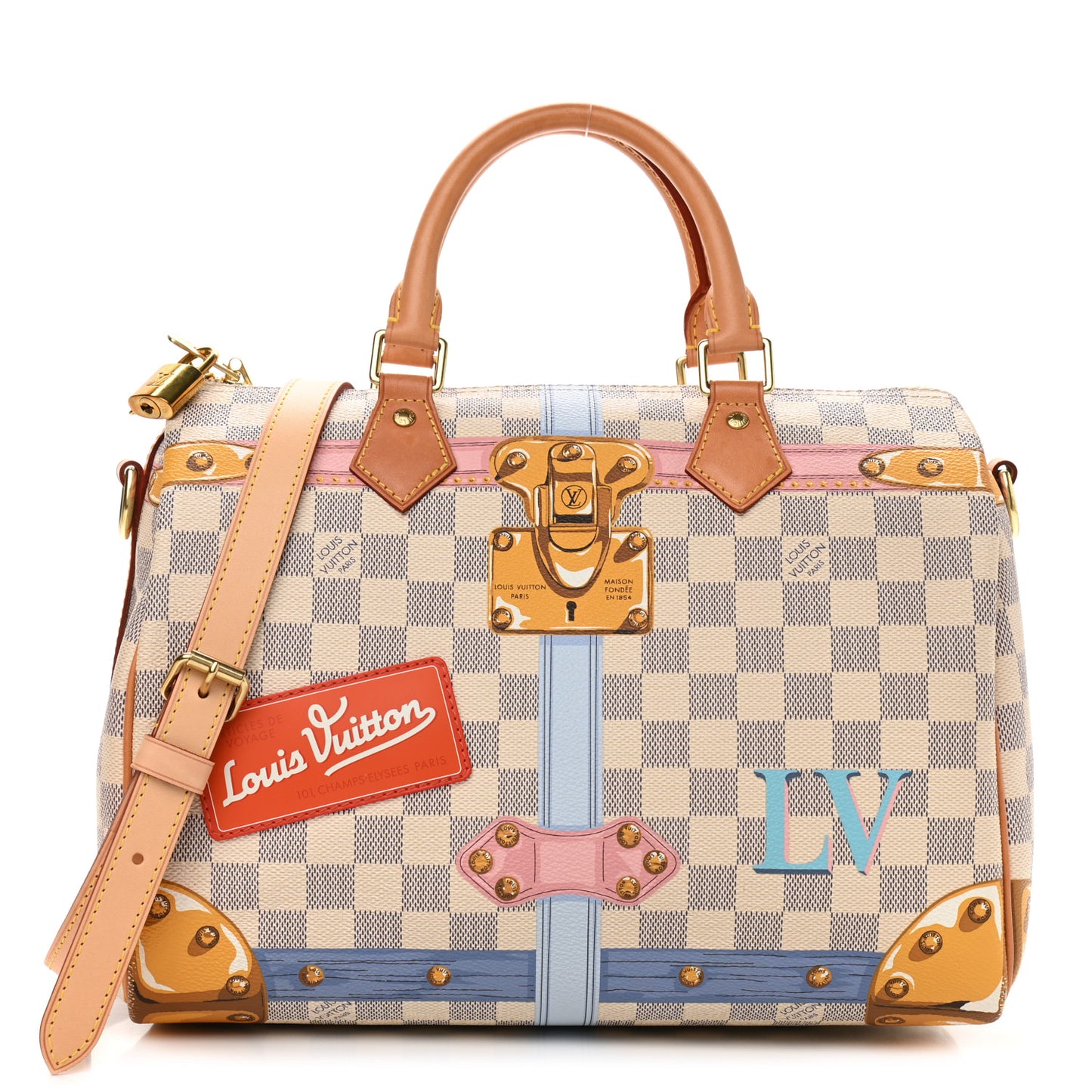 Damier Azur Summer Trunks Speedy Bandouliere 30