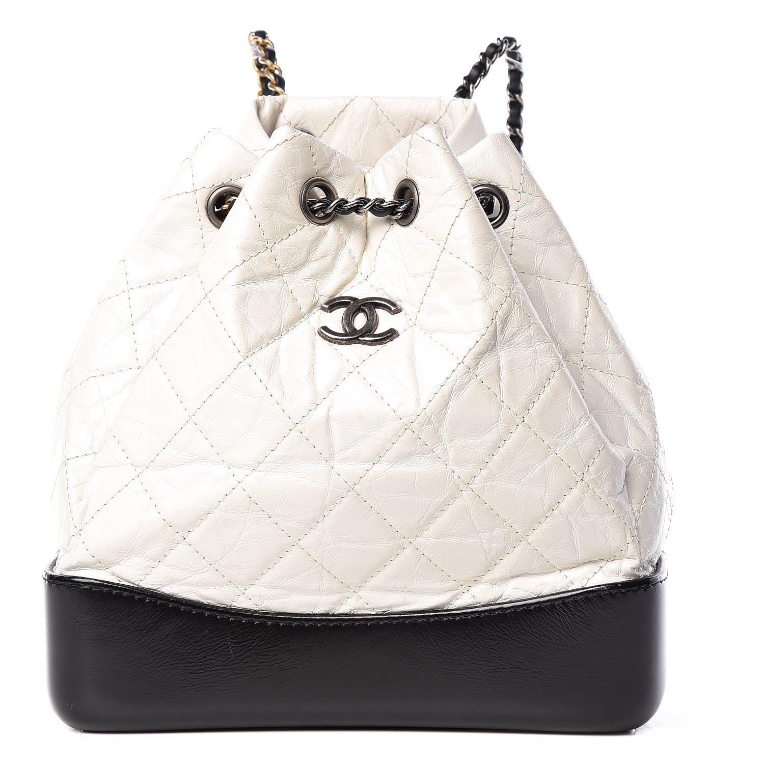 Chanel Aged Calfskin Quilted Small Gabrielle Backpack Black White 1 of 10