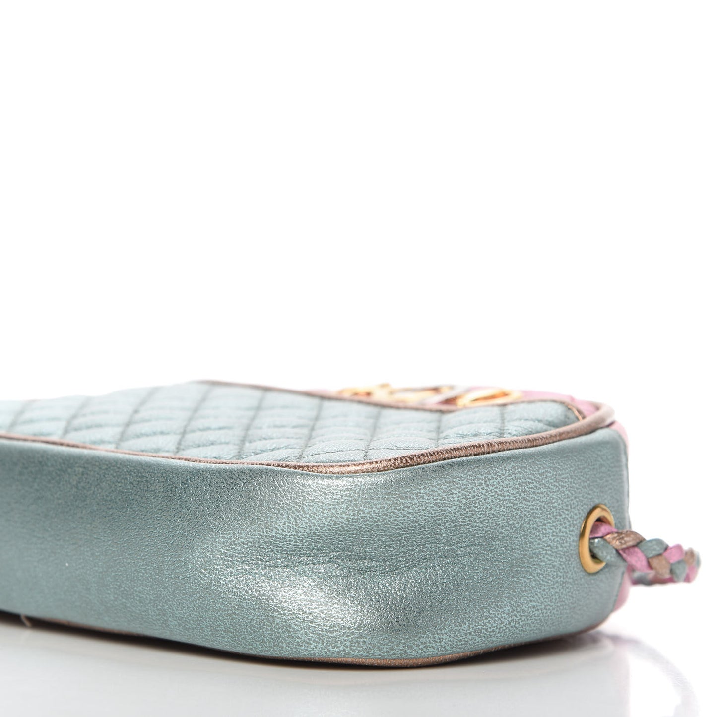 Laminated Nappa Trapuntata Mini Zumi Dome Shoulder Bag Rosa Lago Rame