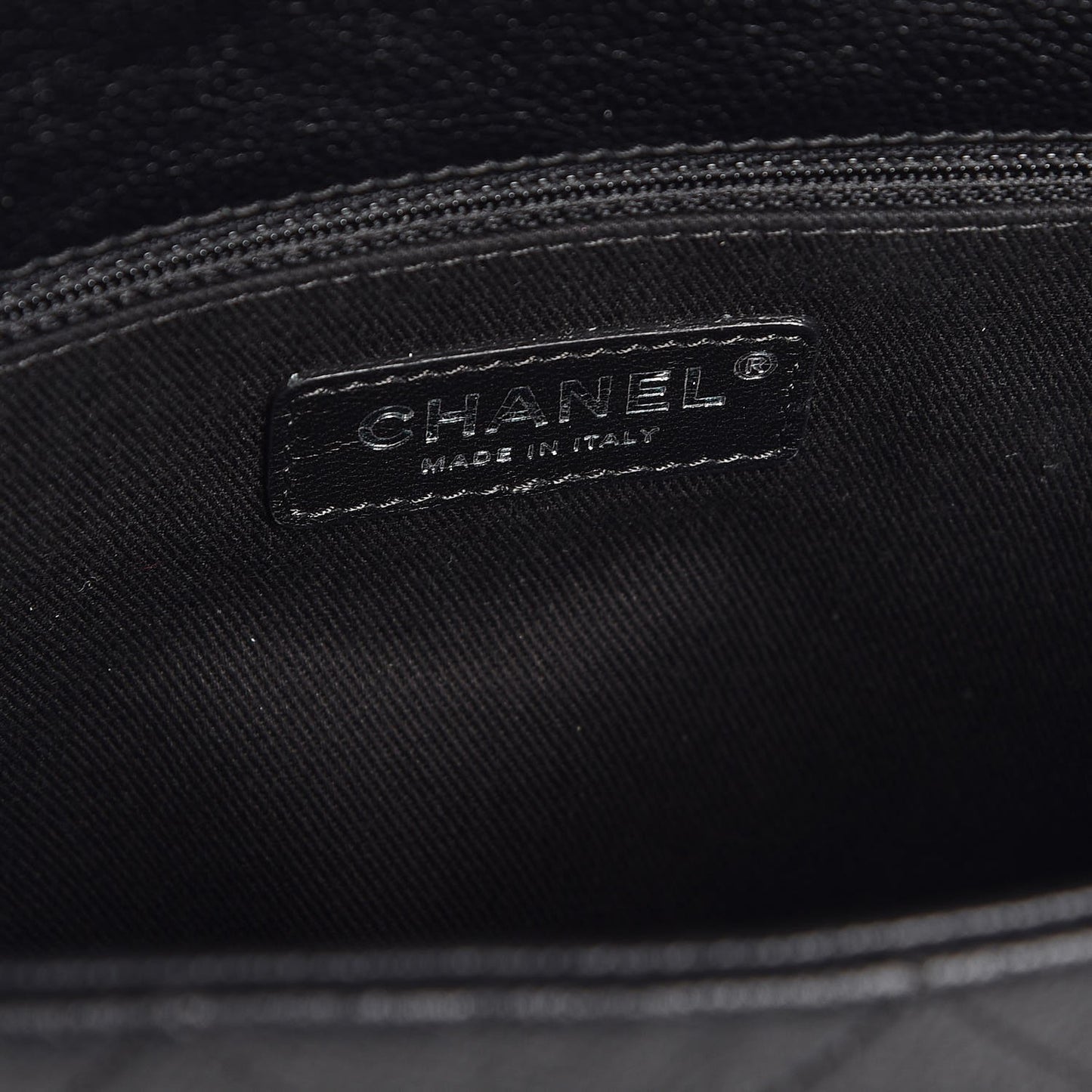 Grained Calfskin Stitched Small Braided With Style Flap Black