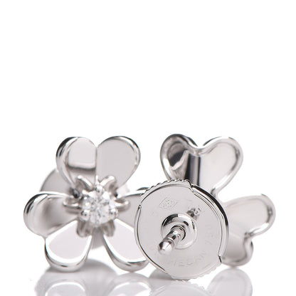 Van Cleef & Arpels 18K White Gold Diamond Mini Frivole Earrings 4 of 5