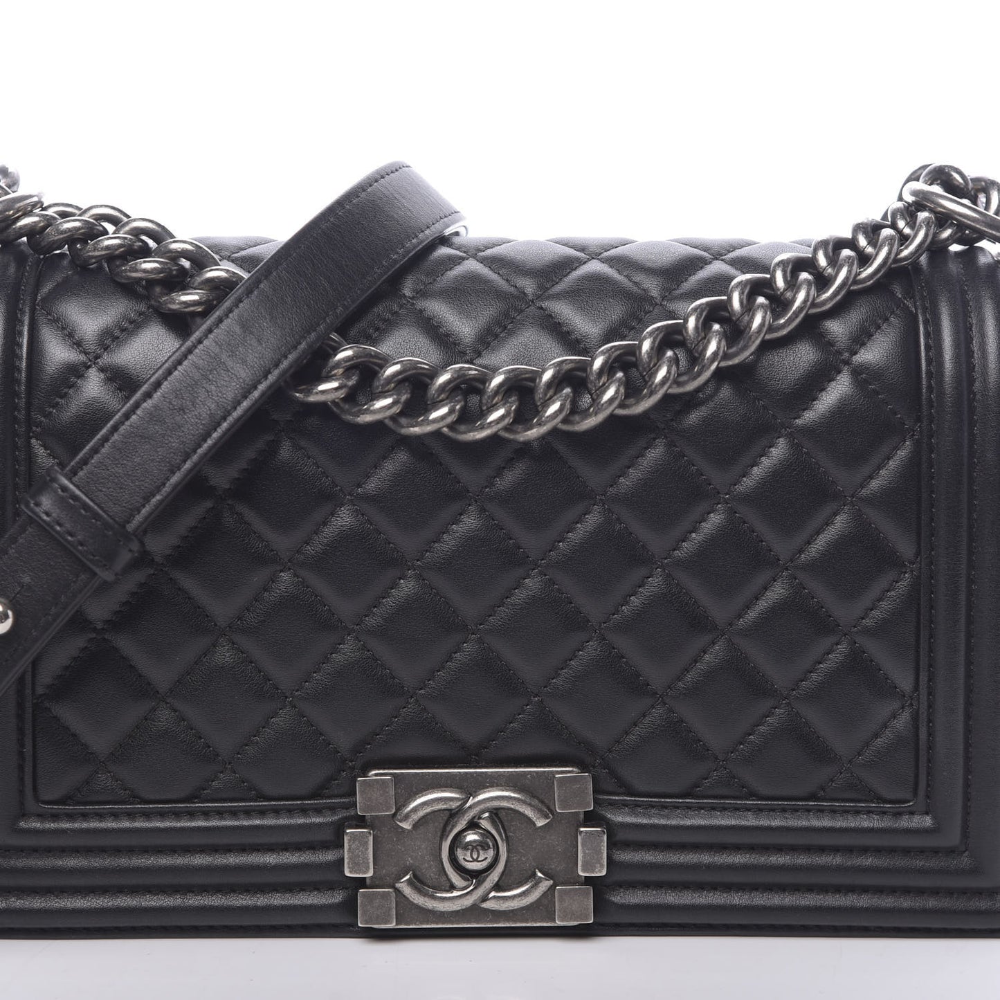 Calfskin Quilted Medium Boy Flap Black