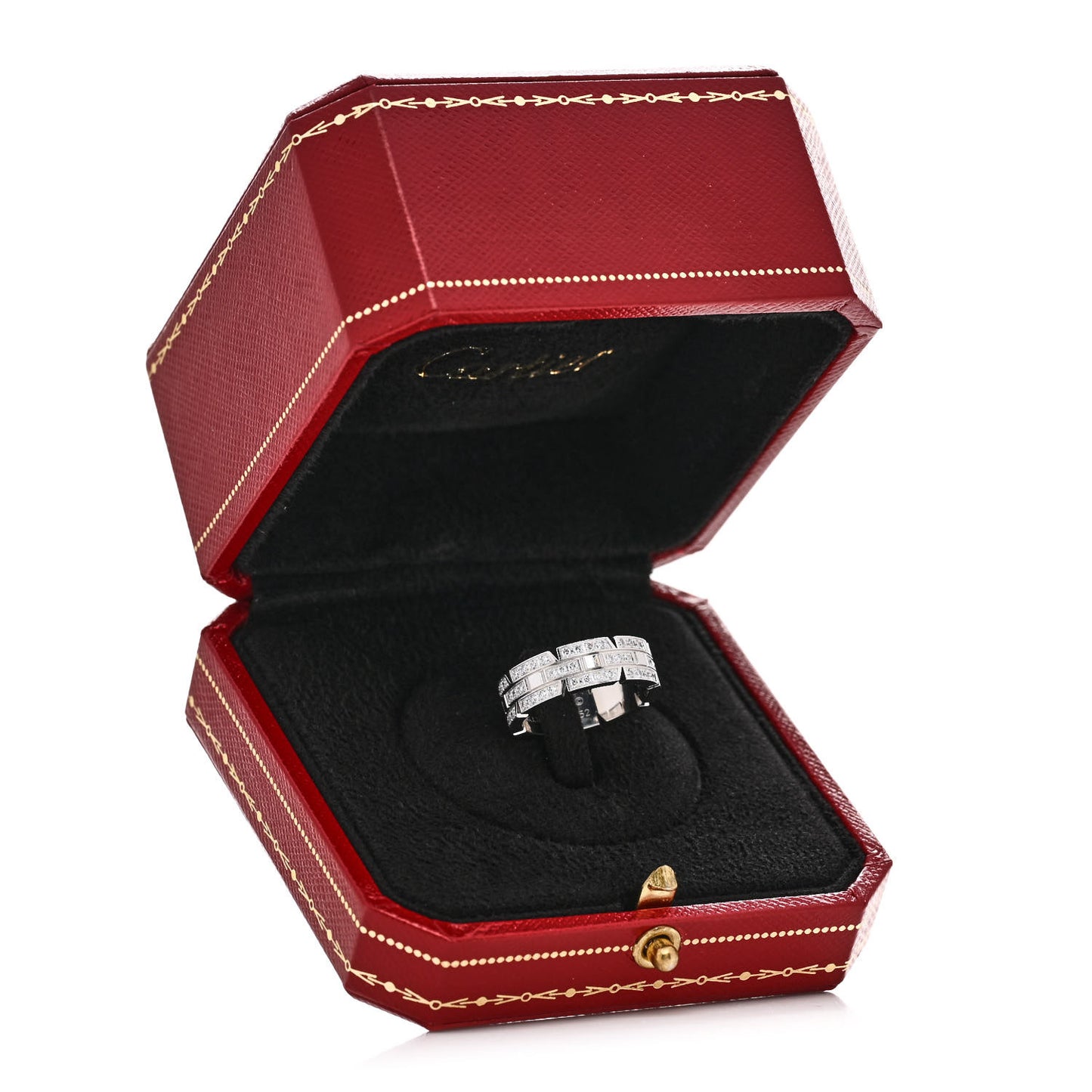 18K White Gold Diamond 6mm Tank Francaise Ring 52 6