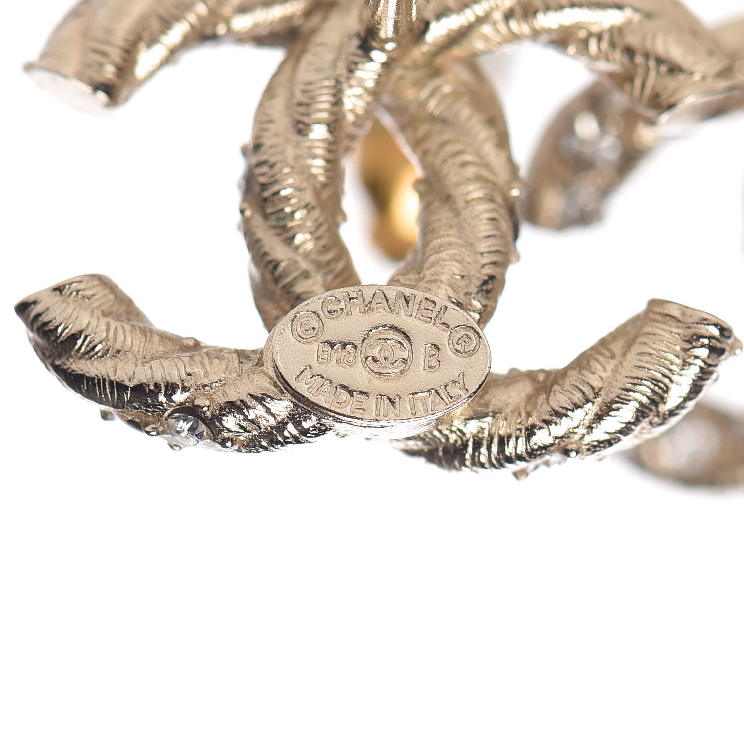 Chanel Crystal Twisted CC Earrings Gold 4 of 5