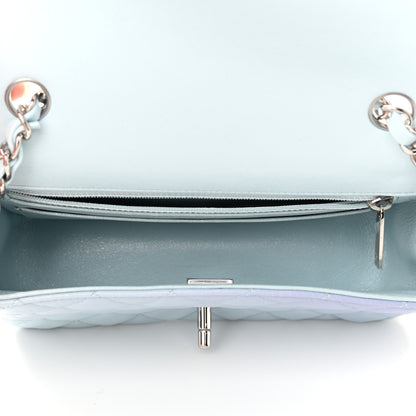 Chanel Perforated Lambskin Quilted Mini Rectangular Flap Light Blue Light Purple White 5 of 11